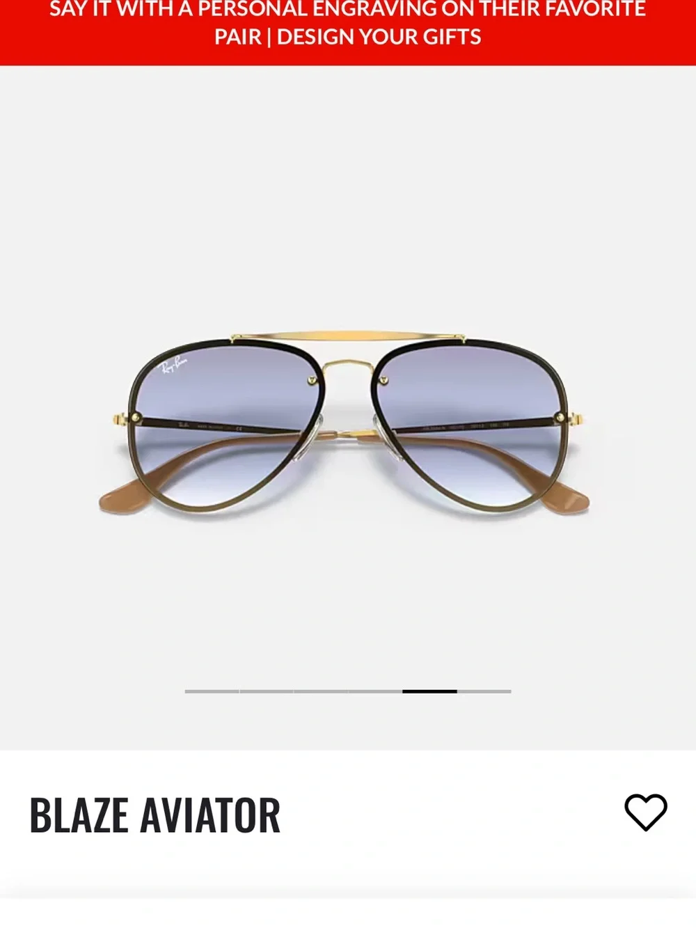 Ray-Ban Blaze Aviator Sunglasses - Arista Gold Frame with Blue Gradient Lenses